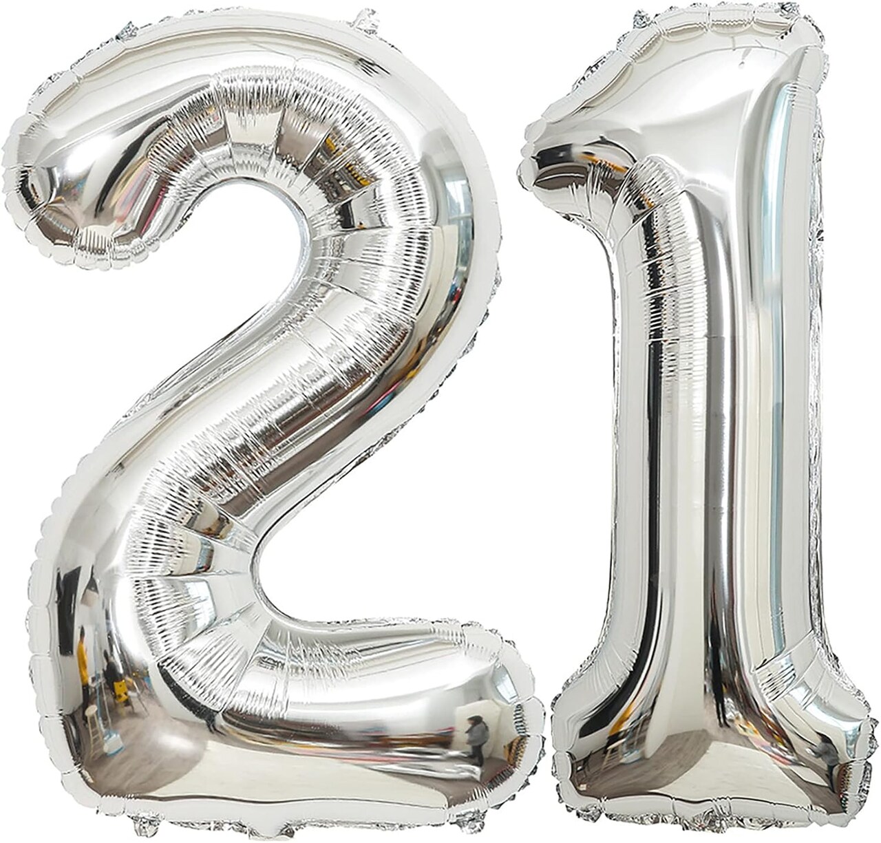 21 Number Balloons Silver 12 or 21 Balloons Number 40 Inch Number 21 Foil Mylar Balloons (S-number 12)